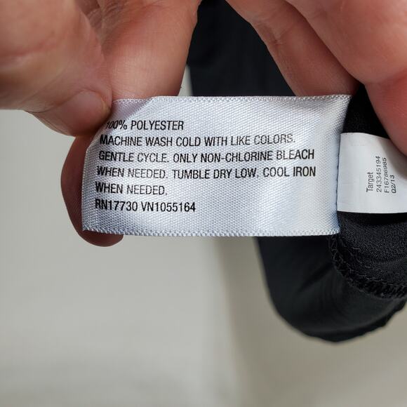 Merona Blouse Shirt Womens 2 Black Keyhole Back Short Sleeve 100% Polyester Top - Picture 10 of 11